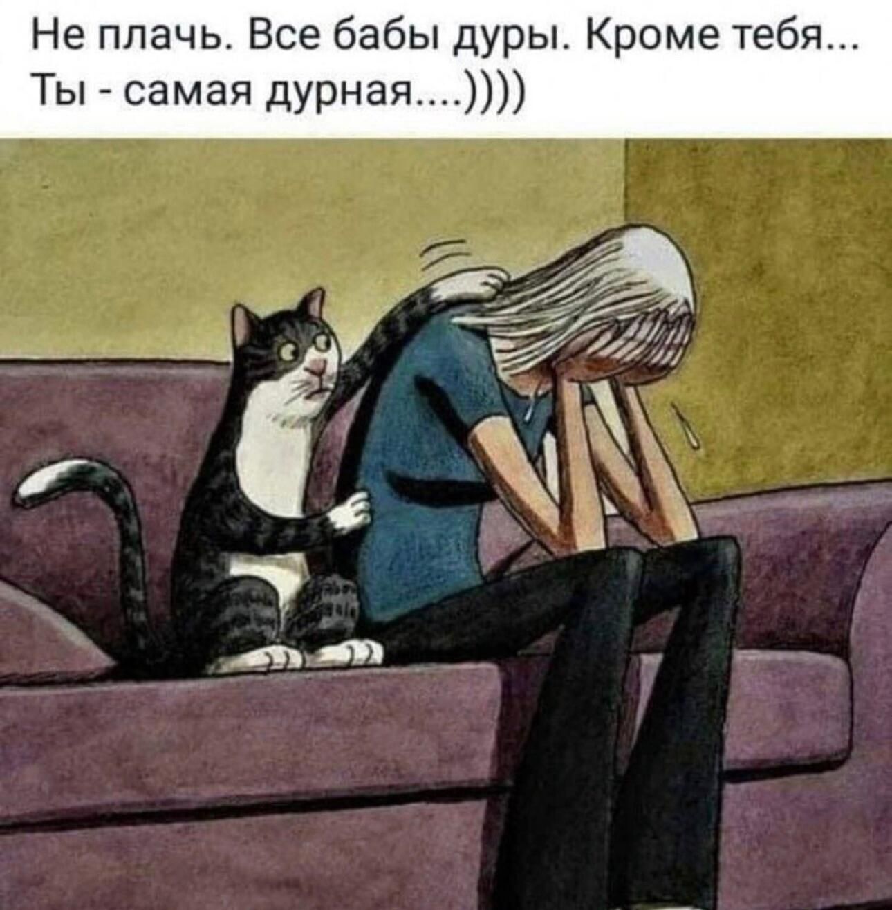 Не плачь. Все бабы дуры. Кроме тебя... Ты - самая дурная....)))