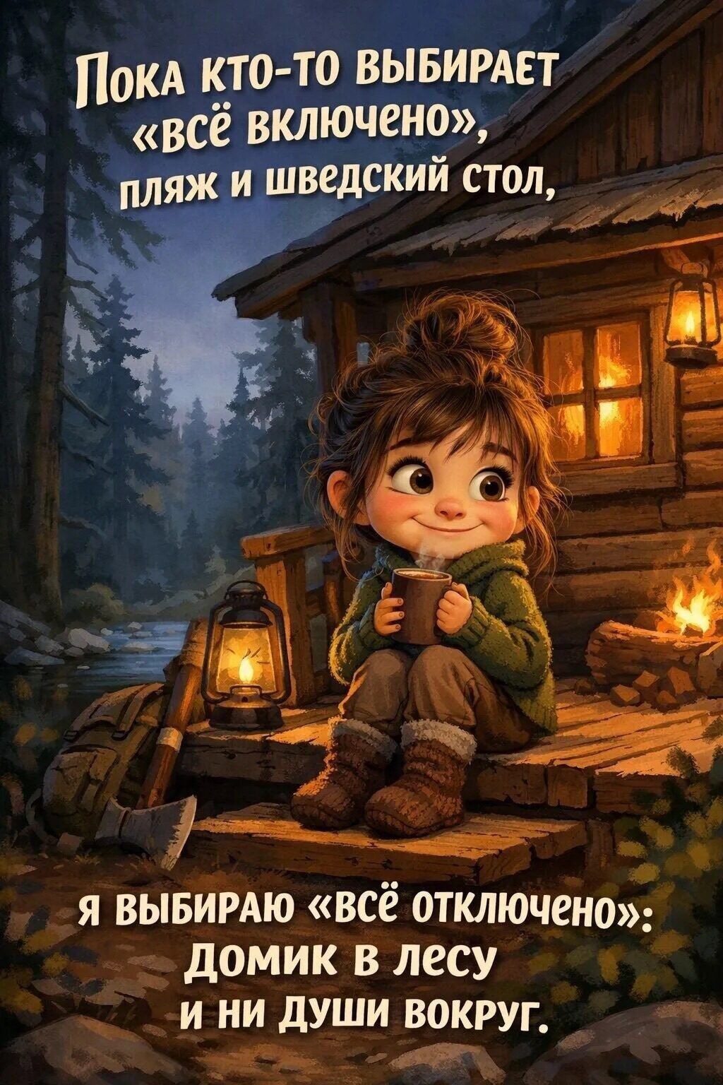 Пока кто-то выбирает «всё включено», пляж и шведский стол, Я выбираю «всё отключено»: домик в лесу и ни души вокруг.
