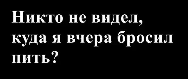 Никто не видел, куда я вчера бросил пить?