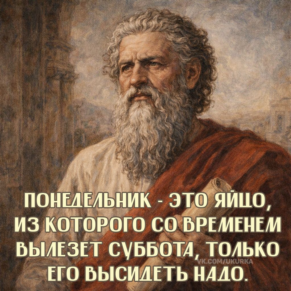 ПОНЕДЕЛЬНИК - ЭТО ЯЙЦО, ИЗ КОТОРОГО СО ВРЕМЕНЕМ ВЫЛЕЗЕТ СУББОТА, ТОЛЬКО ЕГО ВЫСИДЕТЬ НАДО.
