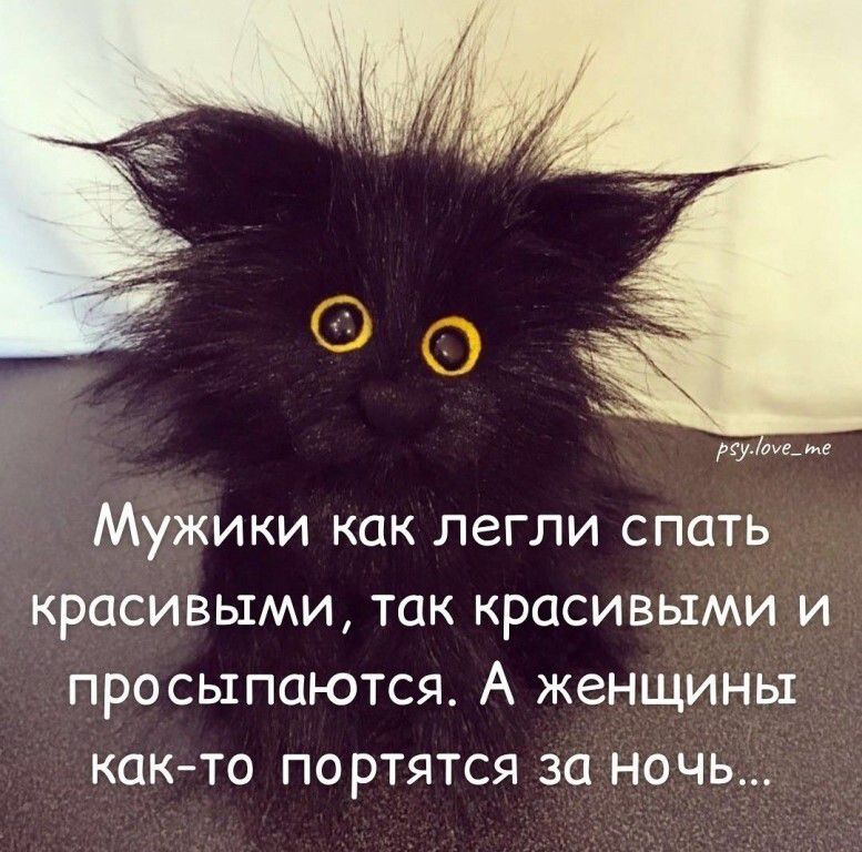 Мужики как легли спать красивыми, так красивыми и просыпаются. А женщины как-то портятся за ночь...
