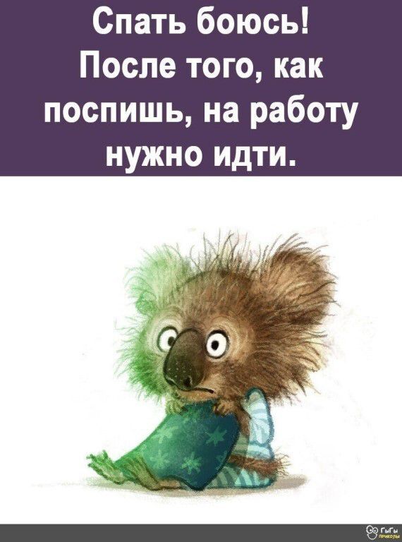 Спать боюсь! После того, как поспишь, на работу нужно идти.