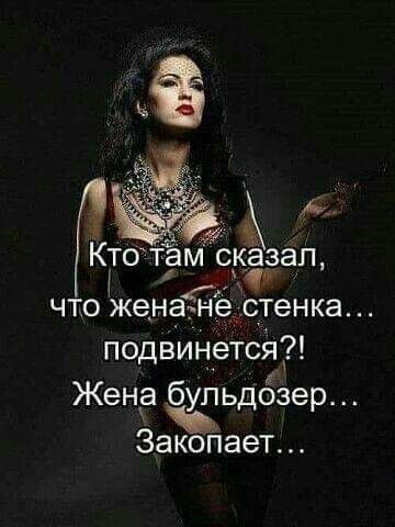 Кто там сказал, что жена не стенка... подвинется?! Жена бульдозер... Закопает...