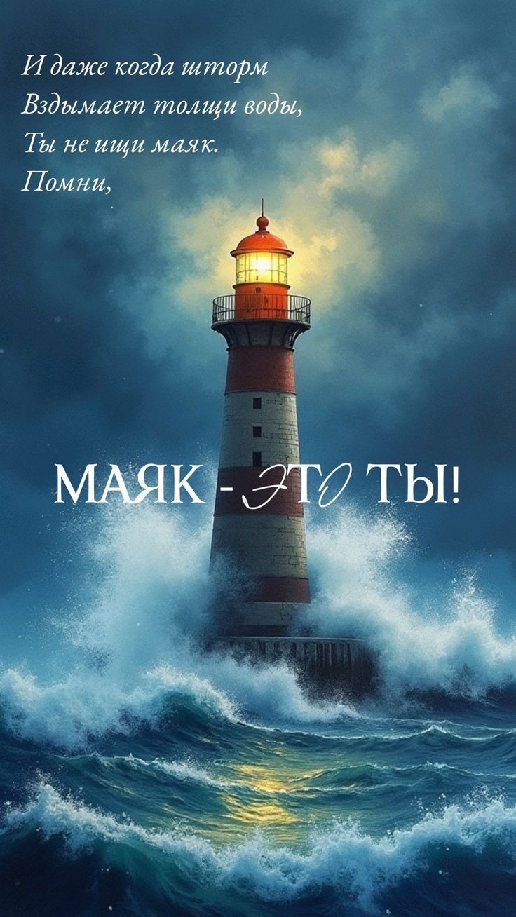 И даже когда шторм
Вздымает волны воды,
Ты не ищи маяк.
Помни,
МАЯК - ЭТО ТЫ!