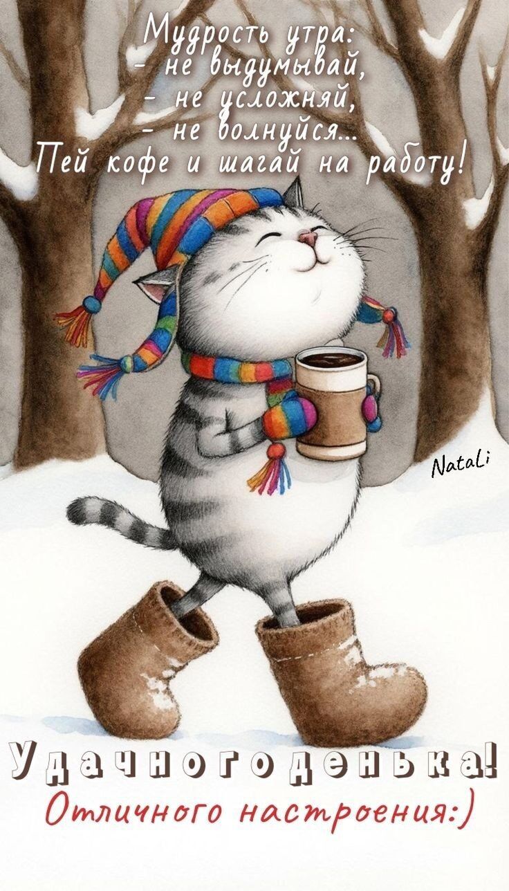 Мудрость утра: не выдумвай - не усложняй, - не волнуйся... Пей кофе и тагай на работу! 
Удачного денёчка! Отличного настроения:)