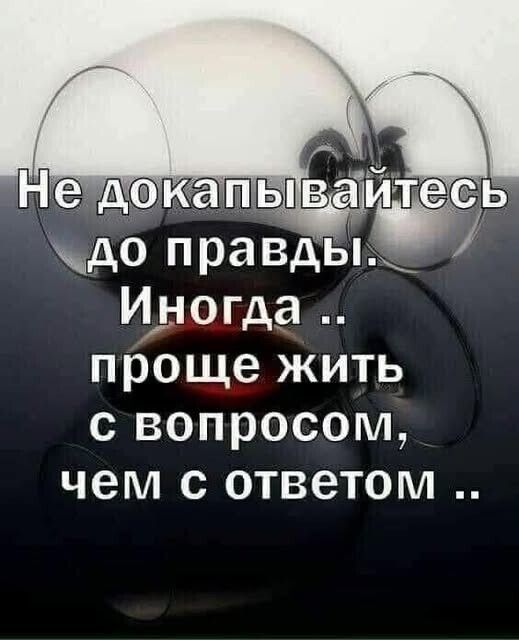Не докапывайтесь до правды. Иногда .. проще жить с вопросом, чем с ответом ..