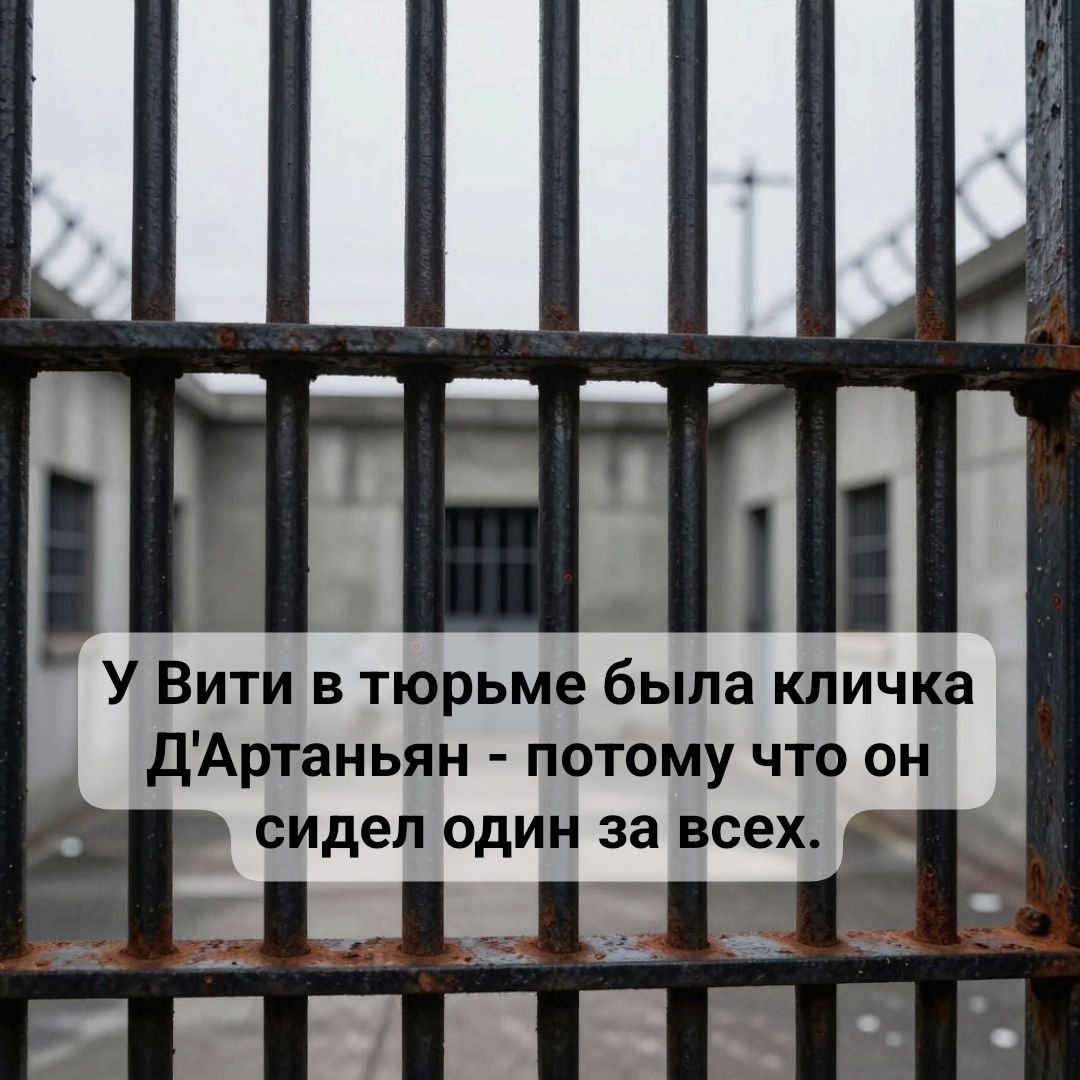 У Вити в тюрьме была кличка Д'Артаньян - потому что он сидел один за всех.
