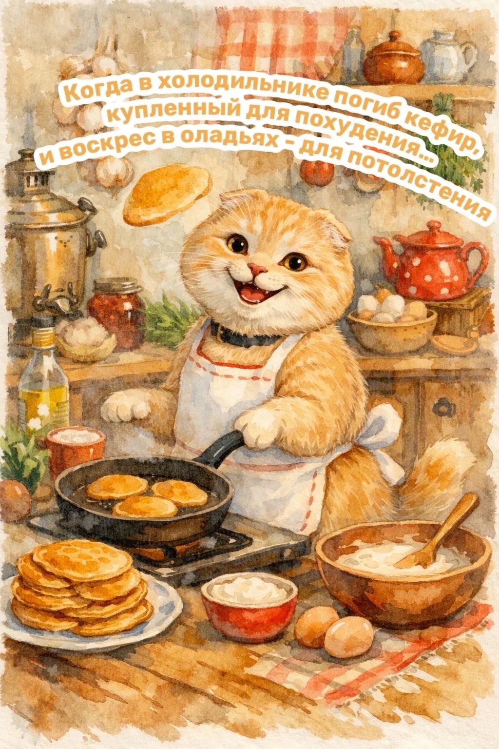 Когда в холодильнике погиб кефир, купленный для похудения... и воскрес в оладьях - для потолстения