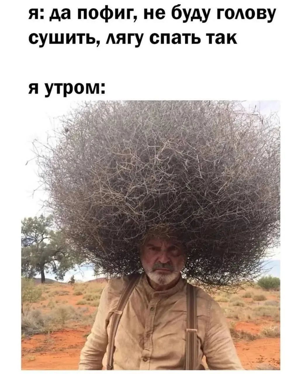Я: да пофиг, не буду голову сушить, лягу спать так. Я утром:
