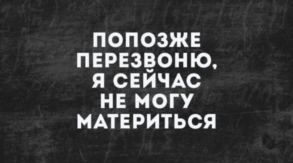 ПОПОЗЖЕ ПЕРЕЗВОНЮ, Я СЕЙЧАС НЕ МОГУ МАТЕРИТЬСЯ