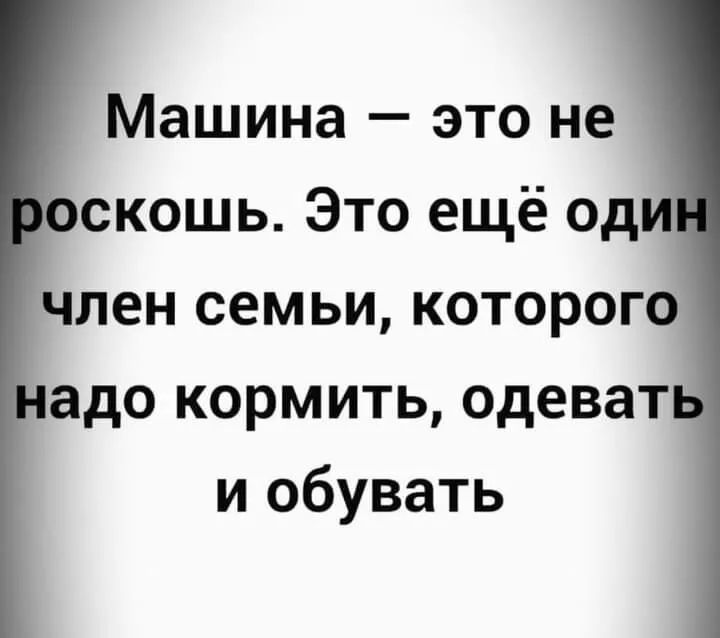 Машина это не скошь Это ещё од член семьи которого адо кормить одеваТ и обувать