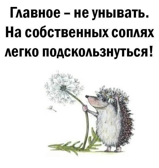 ГАавное не унывать На собственных соплях Аегко подскодьзнуться