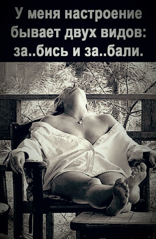 У меня настроение бывает двух видов забись и забали