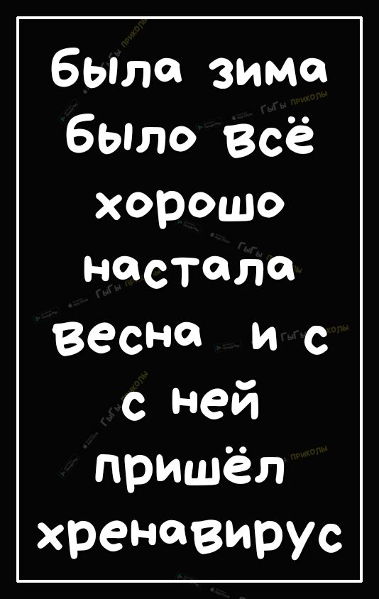 было зимо было Всё хорошо настало весна и с с ней пришёл хреновирус