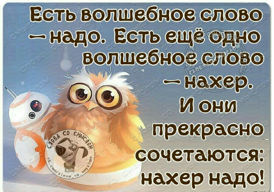 Есть волшебное слово надо Есть ещё одно волшебное слово нахер И они гпрекрасно
