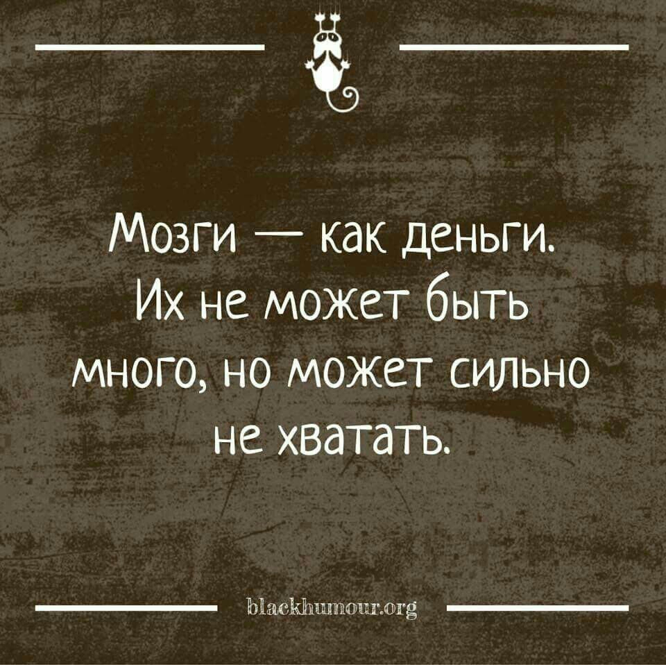 Мозги как деньги Их не может быть много но может сильно не хватать ЫішЫшвишипощ