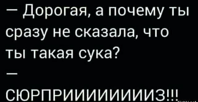 Дорогая а почему ты сразу не сказала что ты такая сука СЮРПРИИИИИИИИЗ______