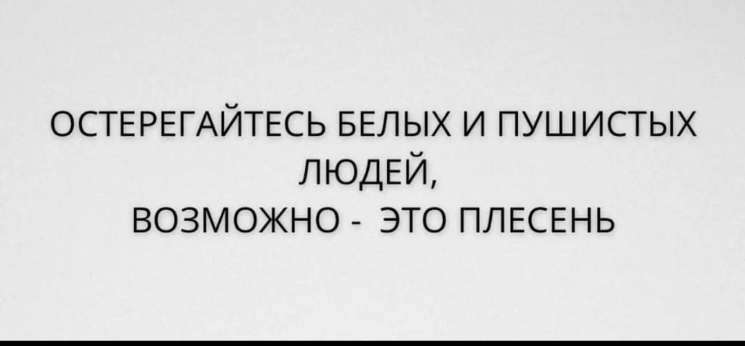 ОСТЕРЕГАЙТЕСЬ БЕЛЫХ И ПУШИСТЫХ ЛЮДЕЙ, ВОЗМОЖНО - ЭТО ПЛЕСЕНЬ