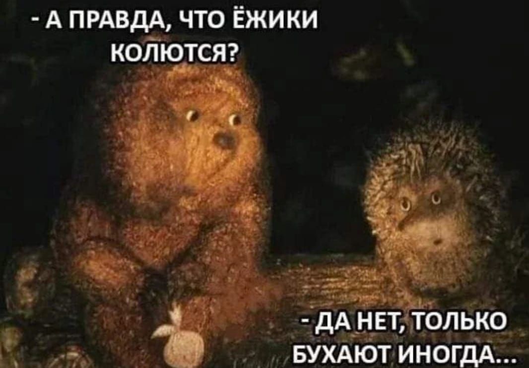 - А ПРАВДА, ЧТО ЁЖИКИ КОЛЮТСЯ?
- ДА НЕТ, ТОльКО БУХАЮТ ИНОГДА...